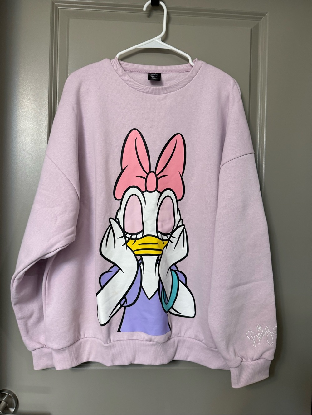 Pink Daisy Duck Graphic Crew Sweatshirt